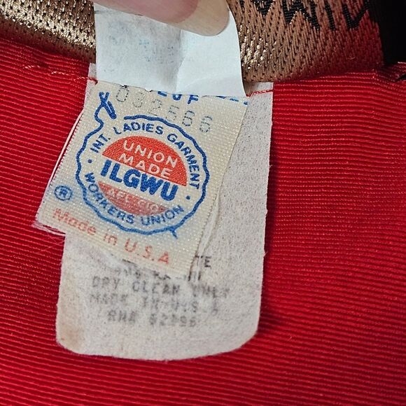 David Benjamin Vintage 80's Bold Red Double Breasted Tailored Fit Blazer Blouse - Picture 13 of 16